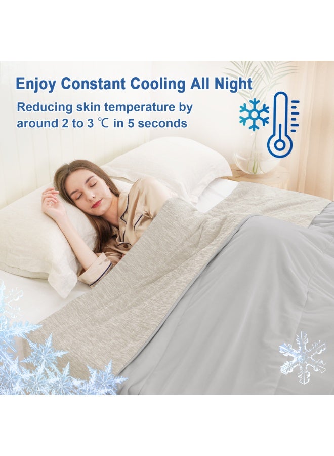 PHF بطانية تبريد PHF توأم للنوم الساخن، بطانية تبريد ناعمة من الجانبين لليالي الحارة تمتص حرارة الجسم، Q-Max>0.5 Arc-Chill خفيفة الوزن لراحة الصيف الباردة، 60"x80"، لمسة عاجية - Image 3